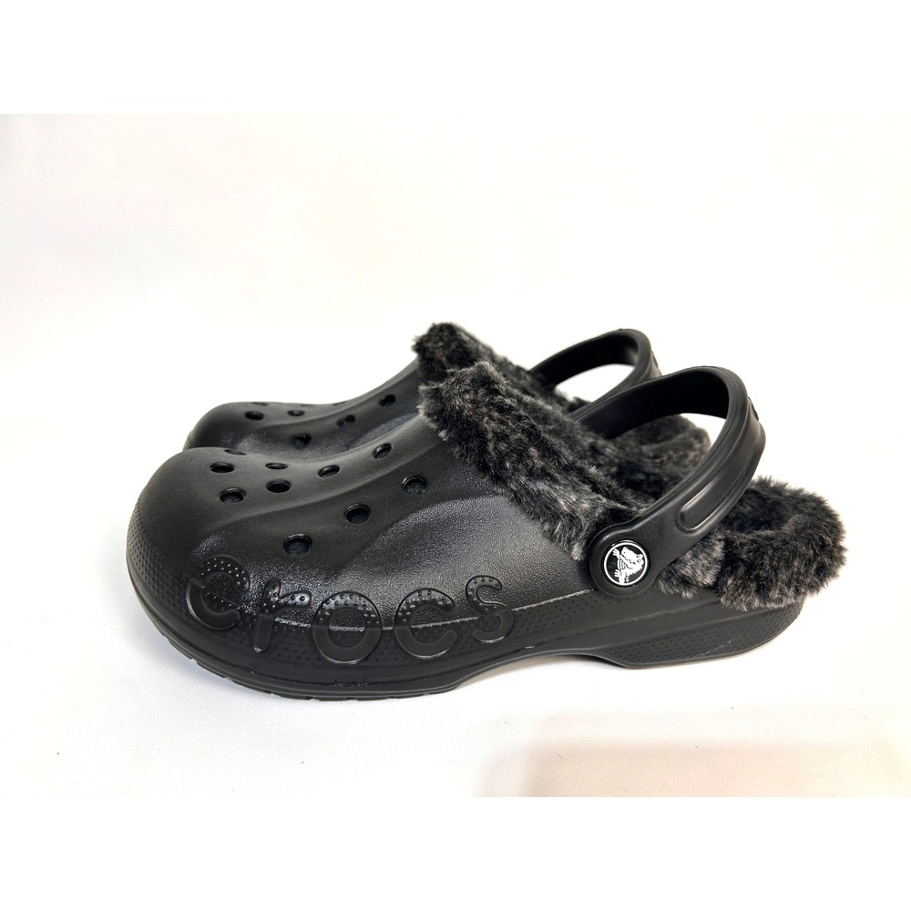 Crocs Sandals Mens 7 Womens 9 Baya Lined Slip On Slingback Clogs Shoes Black EUC